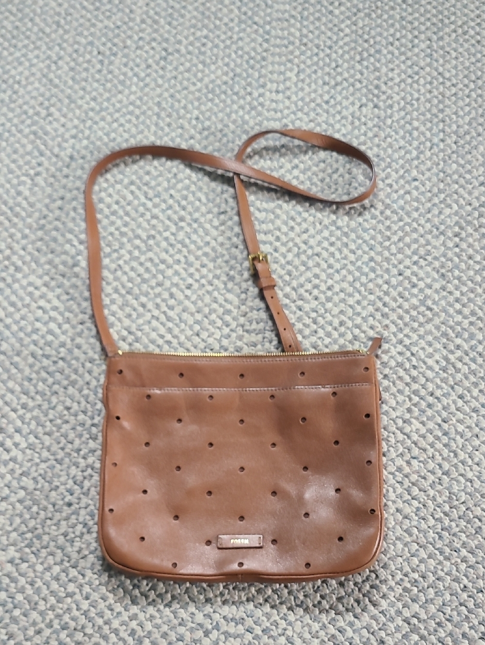 Fossil Leather Crossbody Bag with Adjustable Strap